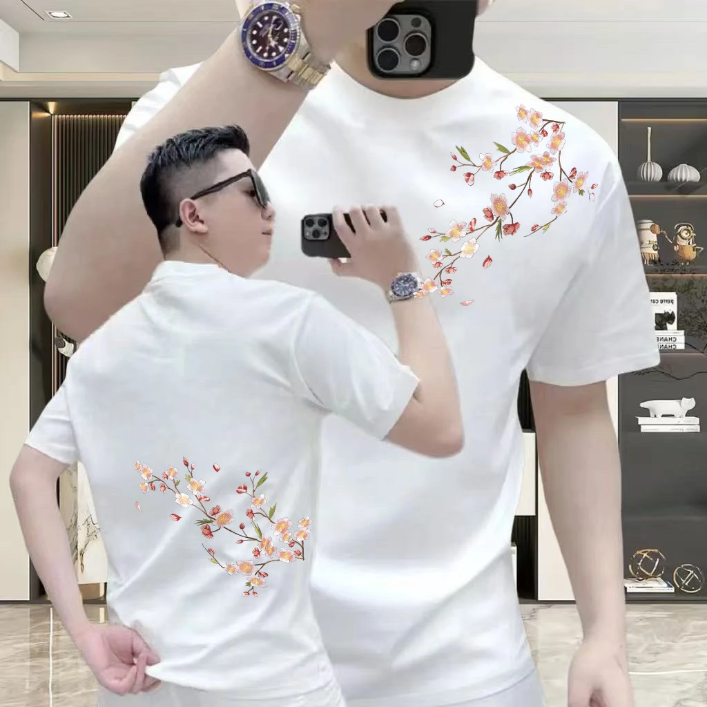 潮流设计感印花短袖T恤男士修身纯棉休闲上衣春夏季新款