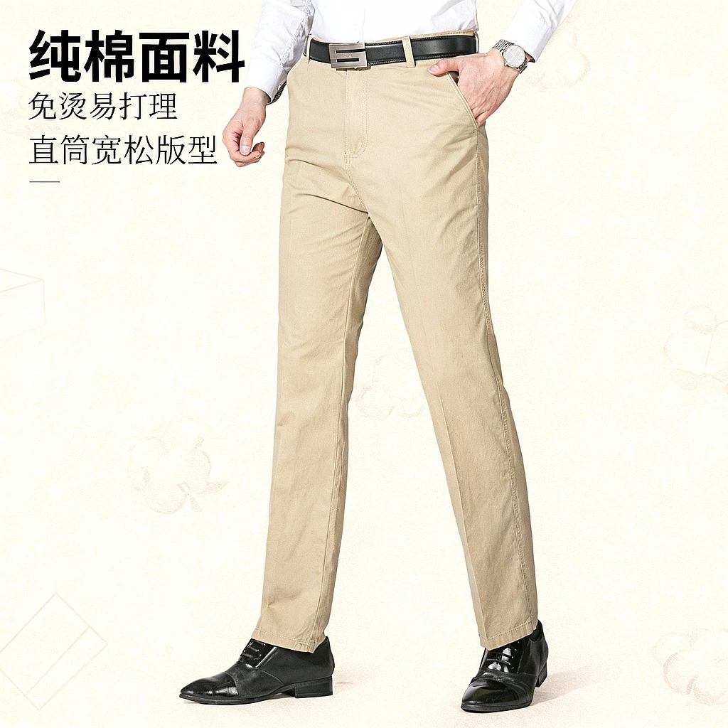 【现货现发】男士西裤纯棉商务休闲裤直筒宽松休闲长裤男春夏-L29