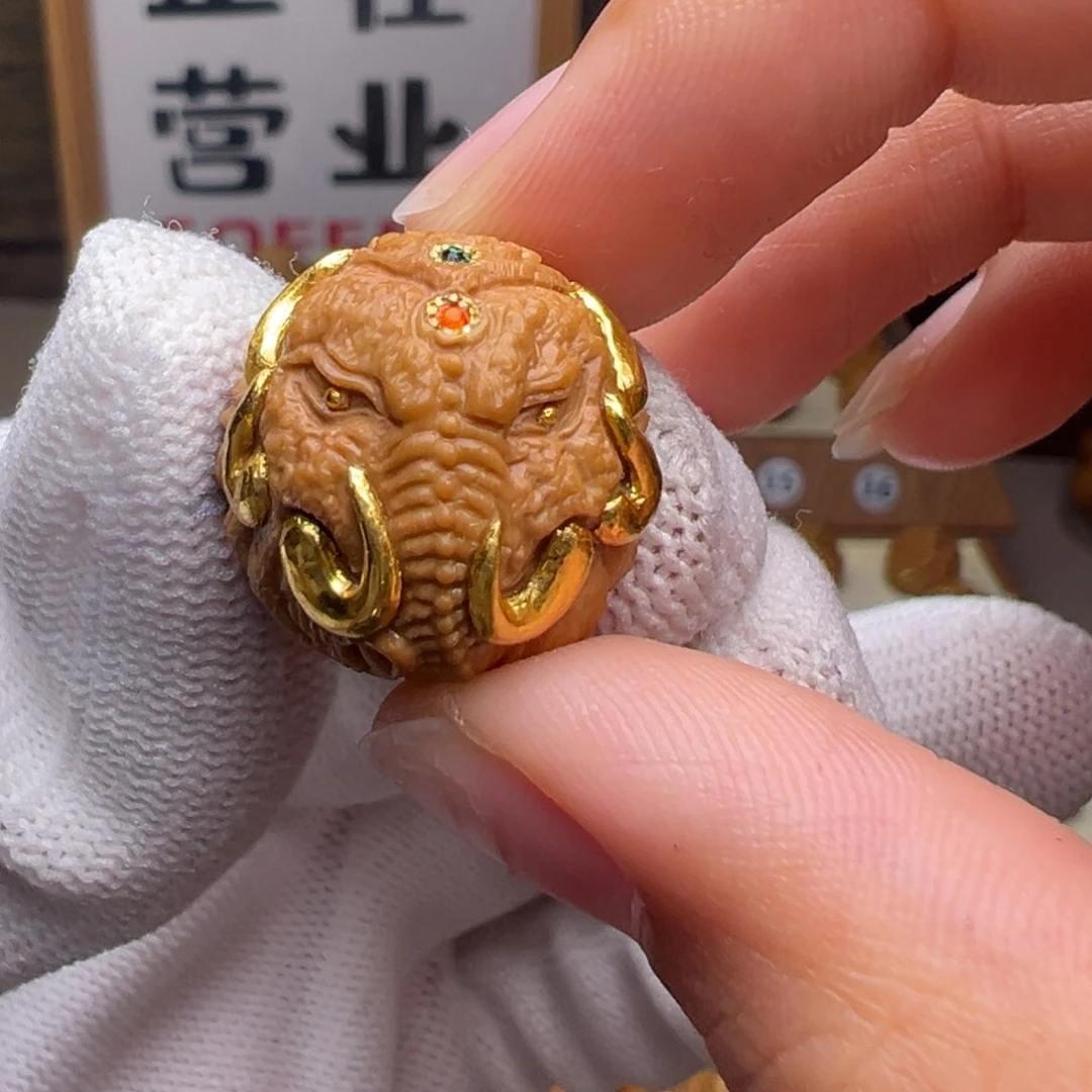 猴头核桃把件不****镶嵌款象神18左右尺寸全品有正常封口线