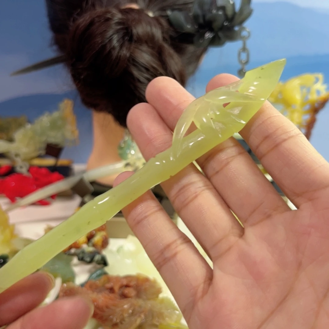 合金蛇纹石玉发饰