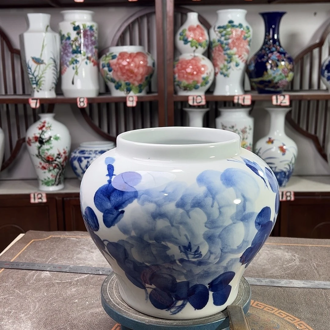 陶摆件景德镇陶瓷大口青牡