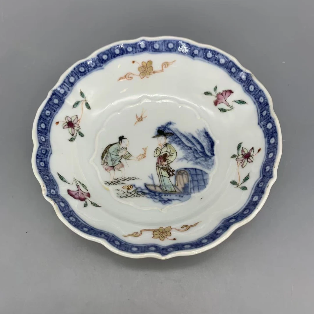 52509017*清乾隆广彩人物故事纹花口碟/瓷器五/江苏省文物总店/MM