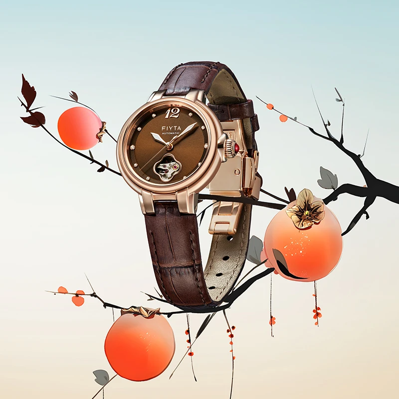 【飞亚达】倾城"柿柿如意"主题腕表女机械表女士时尚女表lm2