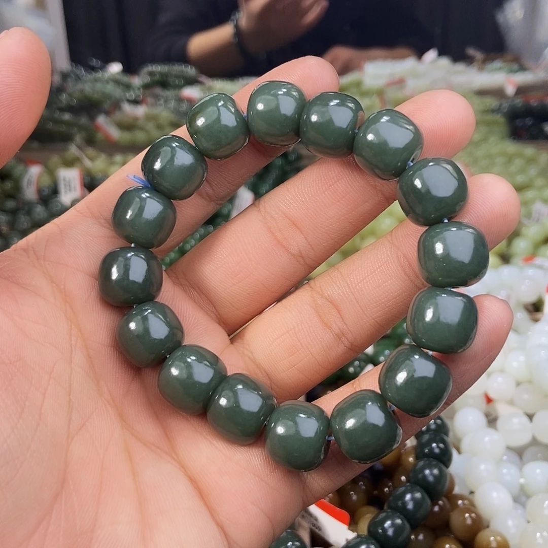 和田玉未镶嵌手串天然卡14且末料且末蓝多样性拍一发一