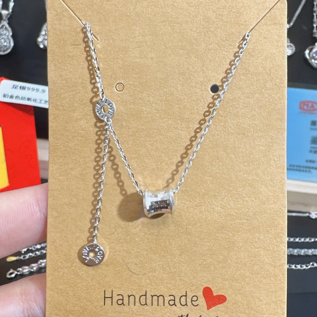 坠链均足银 足银链子小众小蛮腰套链足银990项链纯银银色轻奢吊坠