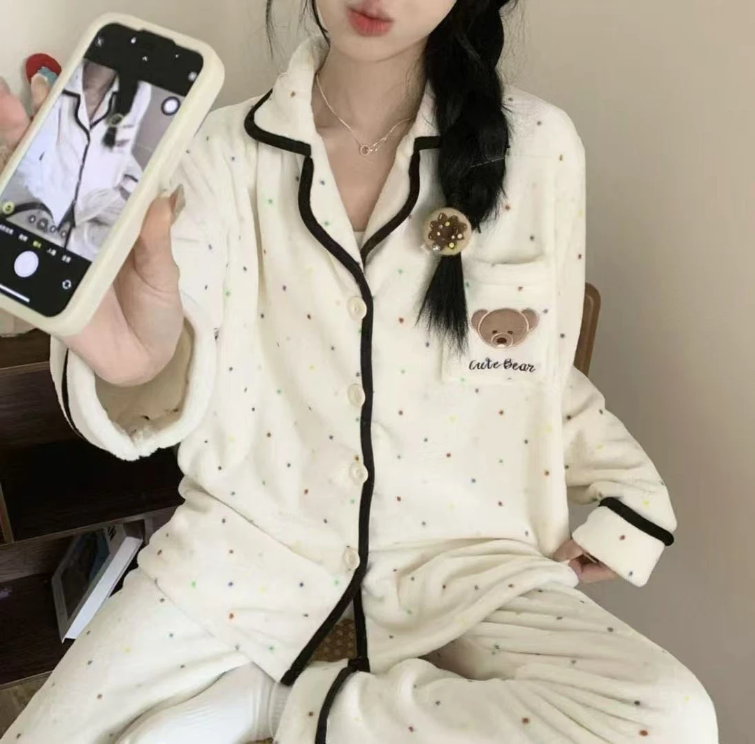 【阿婷家】1313宝宝绒多彩保暖舒适睡衣