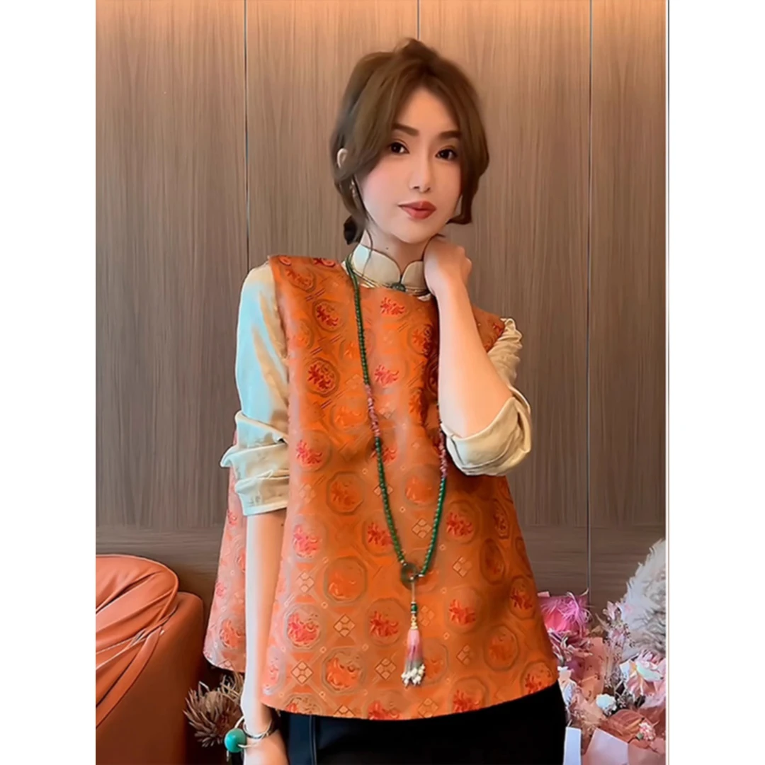 新中式国风高级感独特别致复古背心马甲上衣套装女装2025早春新款