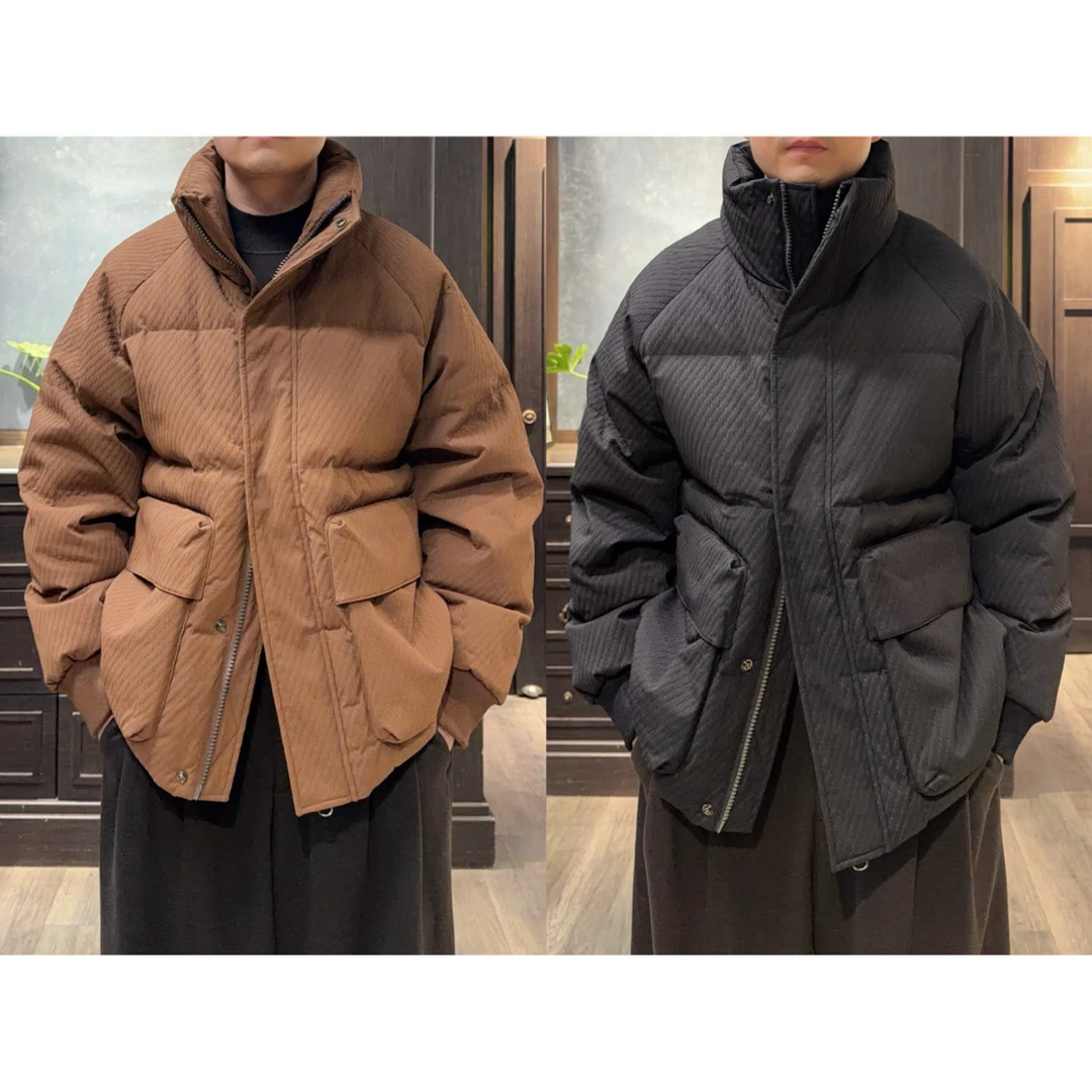 TAROCC秋冬立领宽松版插肩袖明贴袋收口罗纹直口下摆男士羽绒服