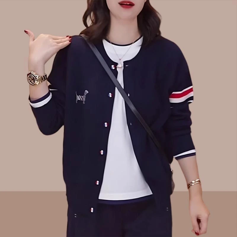 欧货时尚宽松针织开衫女2025年春季新款洋气休闲单排扣毛衣外套潮