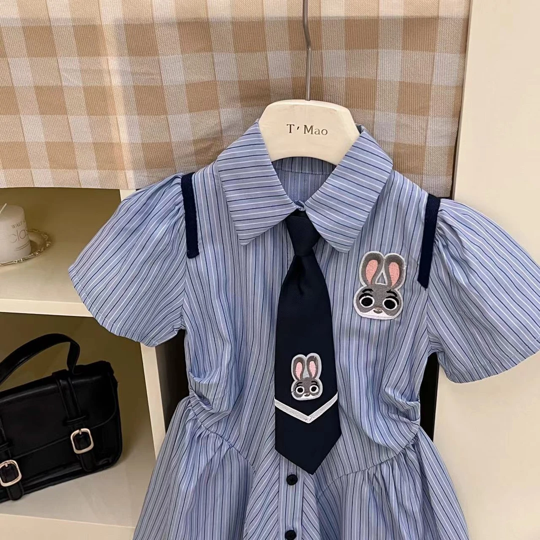 2025夏季新款兔子警官活泼可爱既视感韩版连衣裙