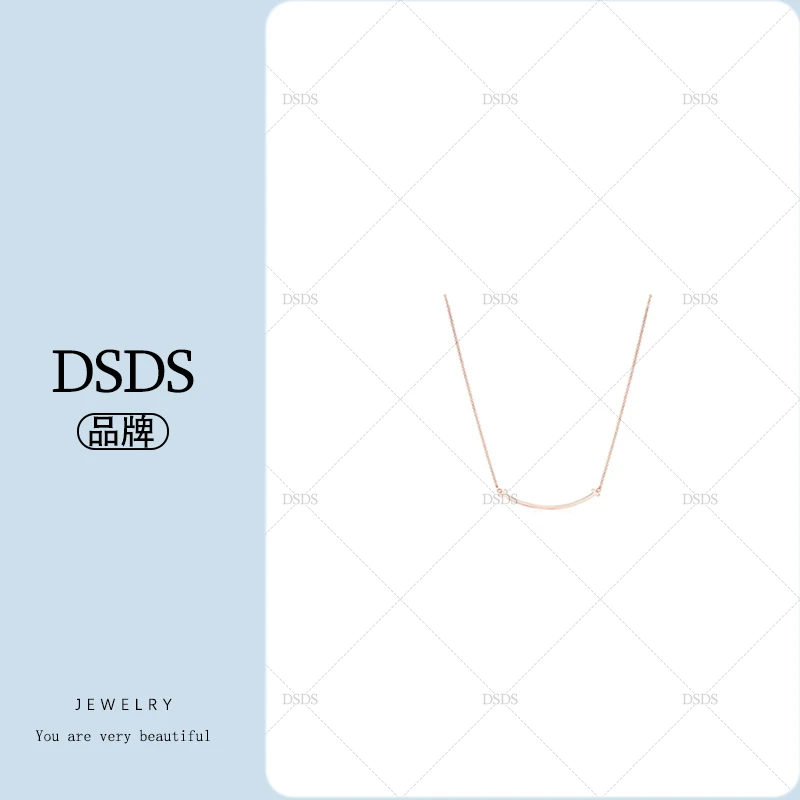 合金合成锆石项链  【DSDS】经典ZY百搭微笑项链
