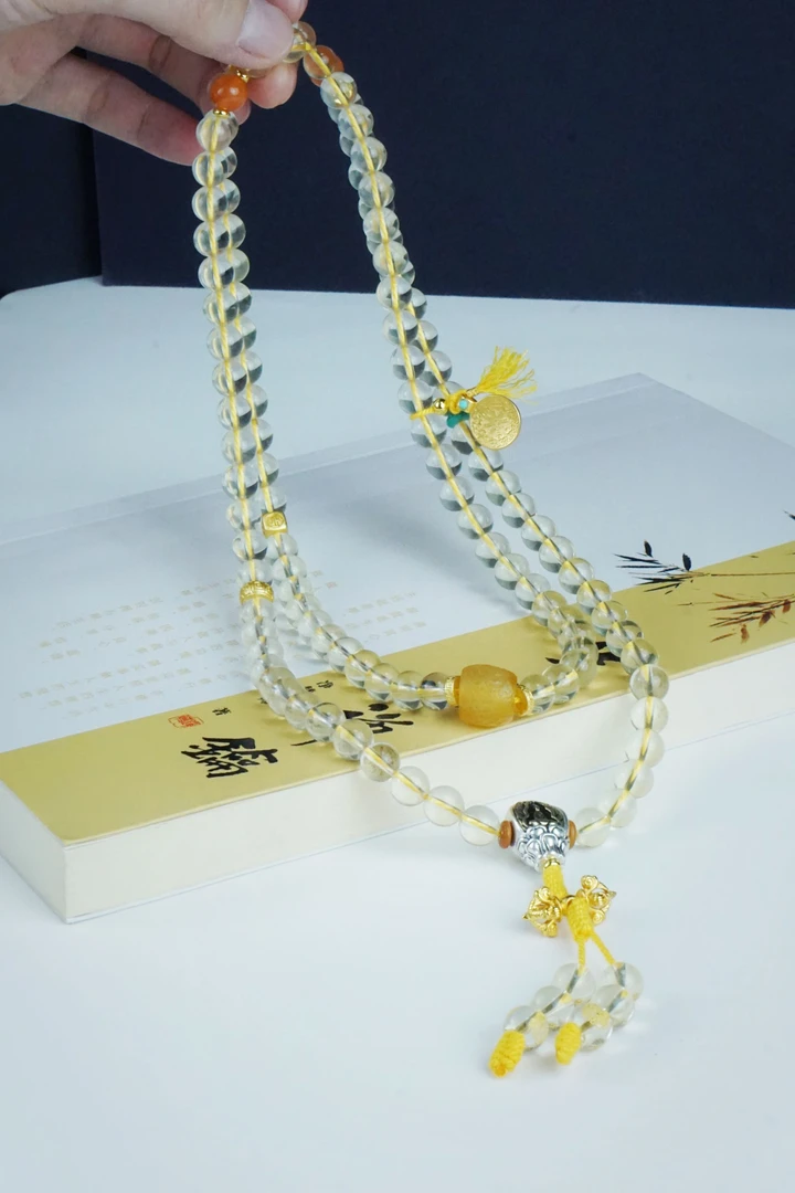 【财富圆满】天然巴西柠檬黄水晶108颗念珠手串手链