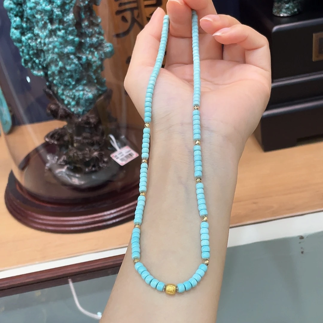 绿松石18K金镶嵌颈饰
