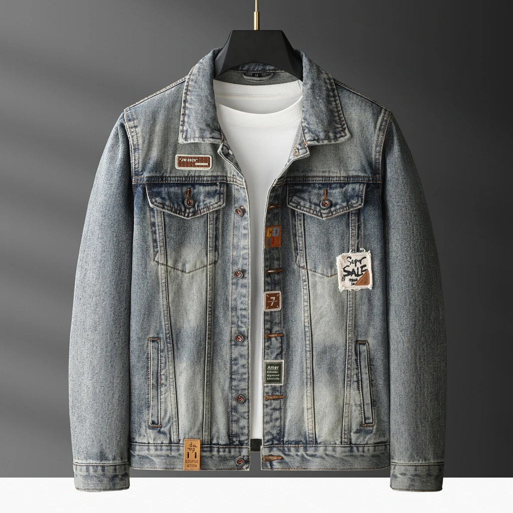 美式复古牛仔外套男水洗百搭宽松工装夹克2025春季新款潮宽松衣服
