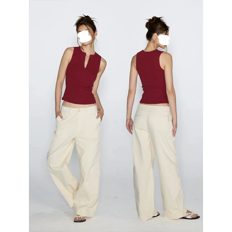 Moses Queen/魔西女王辣妹性感拉链无袖上衣女夏修身显瘦打底背心