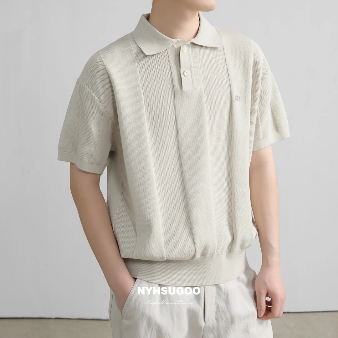 NYHSUGOO/南乙3603夏致橡树定制色针织POLO衫男士莱赛尔面料透气