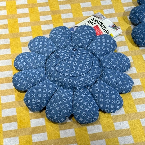 ins风太阳花水洗牛仔抱枕坐垫地垫客厅沙发飘窗靠垫地毯坐垫靠背