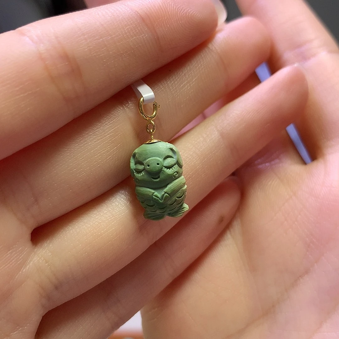 绿松石18K金镶嵌吊坠