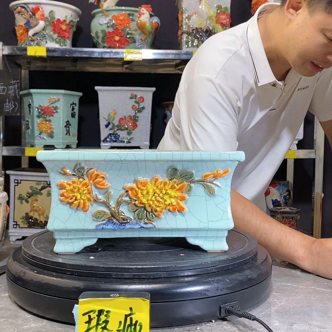 蚝*卜瑕疵石湾盆石湾盆