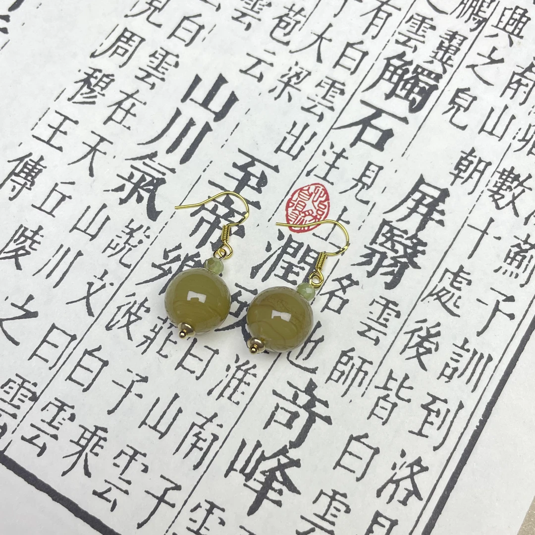 合金耳饰 LZ6899-2 进口料豆色糖料台湾老师琉璃耳环