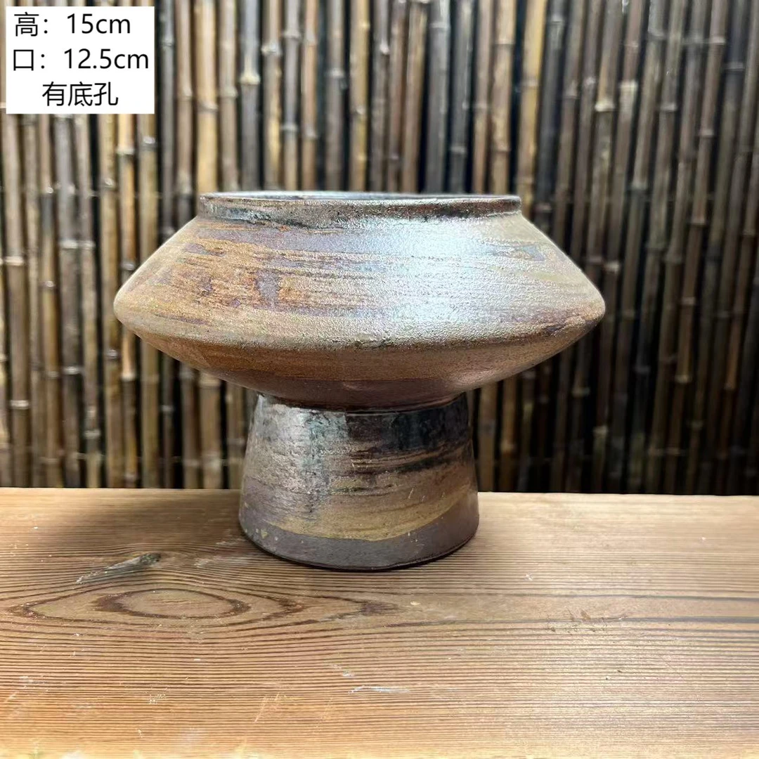 600复古陶罐透气土陶盆兰花盆侘寂风陶罐陶土罐大号粗陶盆多肉盆