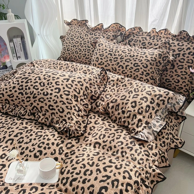 少女心花边被套四件套母婴A类原棉皱皱纱床单床上用品套件可机洗