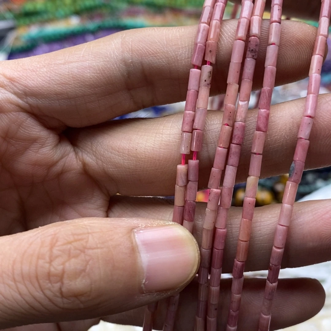 未镶嵌玛瑙/玉髓珠宝半成品一条天然2.4×4.5红木纹细管