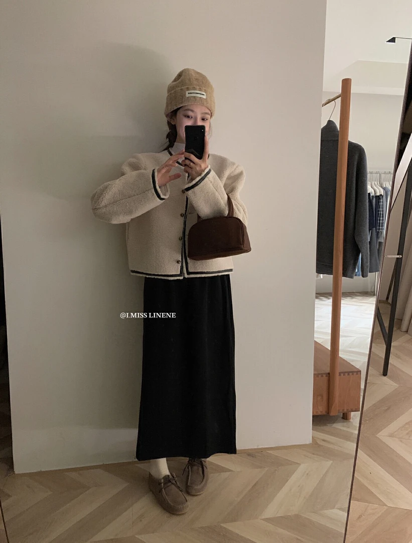 imiss@70380 复古拼色呢子外套