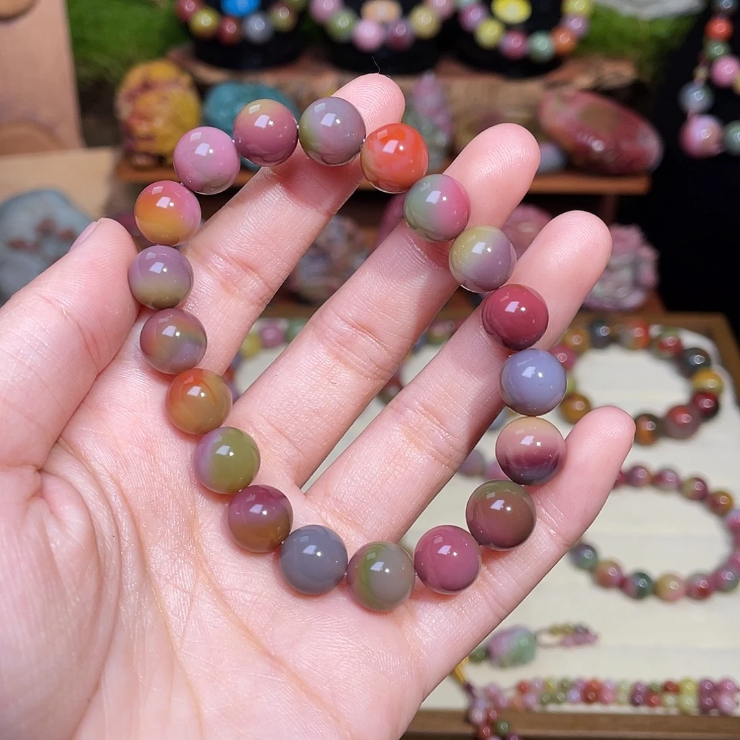 o***k玛瑙/玉髓未镶嵌手串炫彩彩虹手串