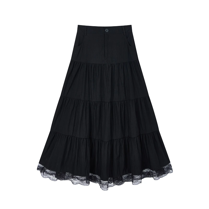 【达人专属】蕾丝拼接半身裙QW6806