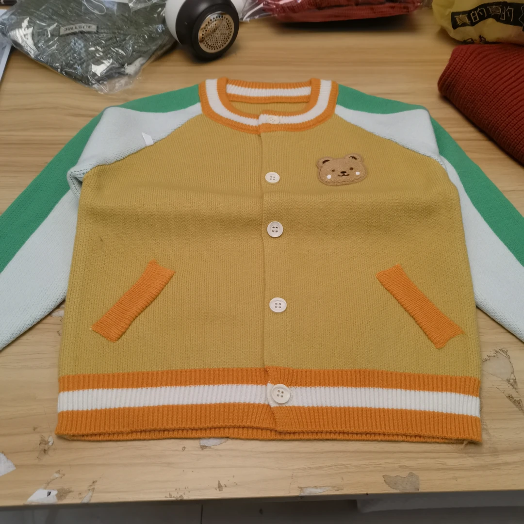 童装拼接撞色开衫棒球服
