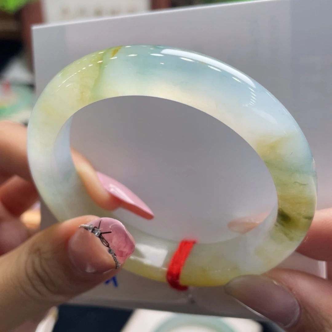 翡翠未镶嵌手镯29号 51.7正圈冰底向日葵