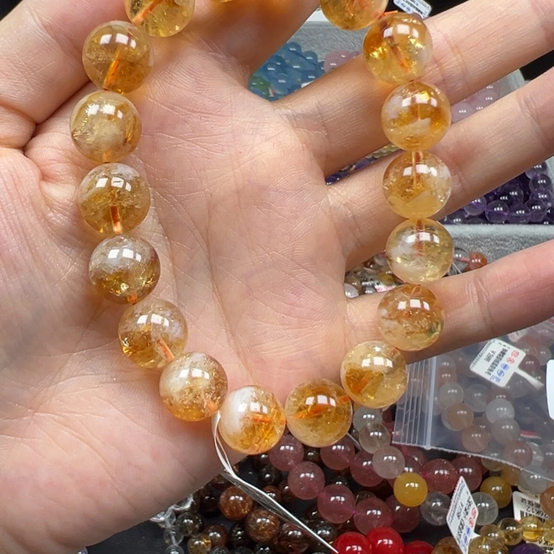 平***！水晶手链未镶嵌卡11冰透奶盖黄塔晶70