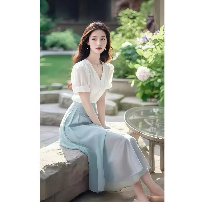 2025夏季新款气质穿搭一整套时尚高级感短袖衬衫半身裙两件套装女
