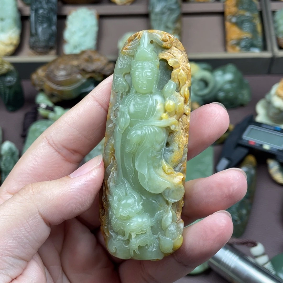 未镶嵌岫岩河磨玉（透闪石质玉）挂件四**横