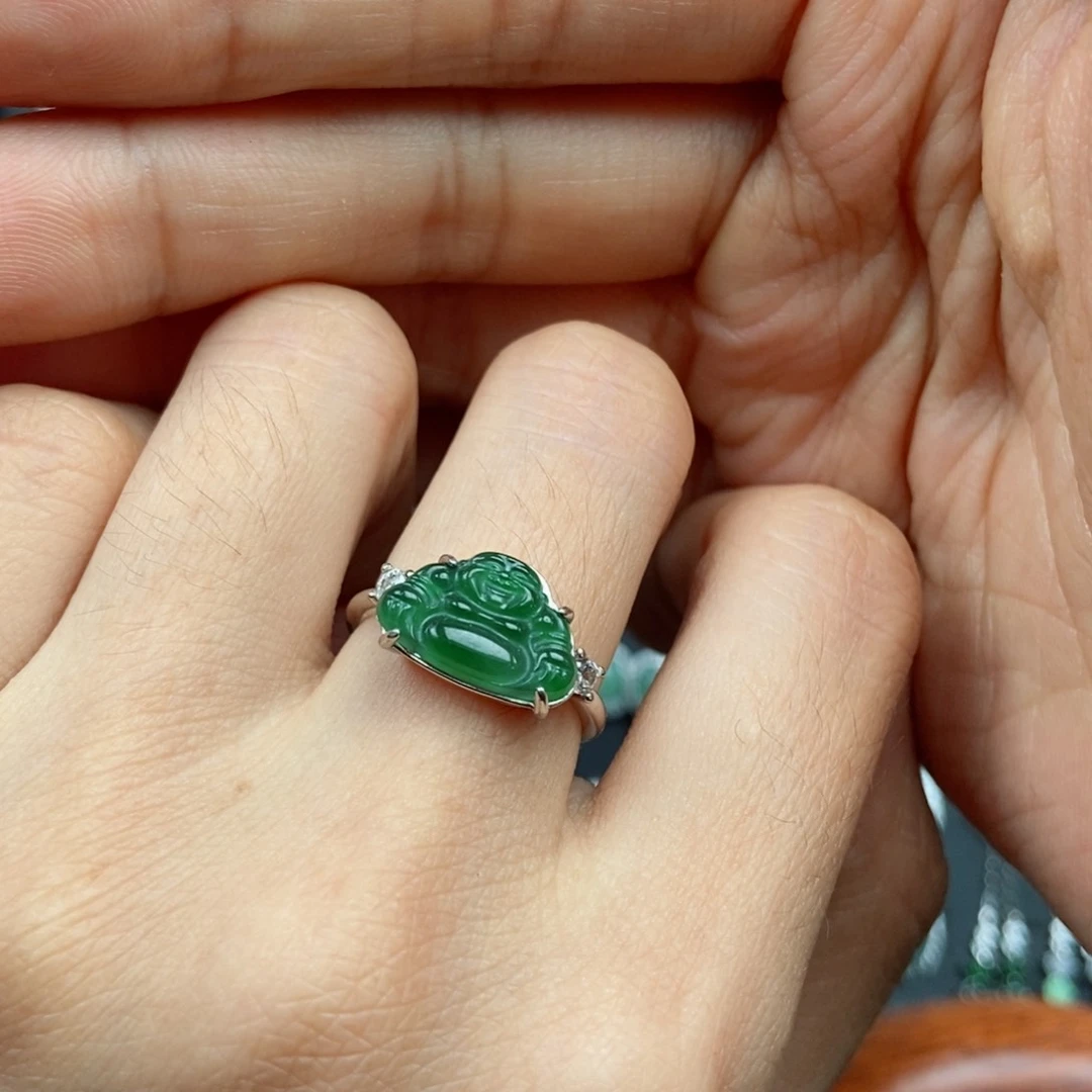 翡翠银S925镶嵌耳饰圆*坨翡翠首饰