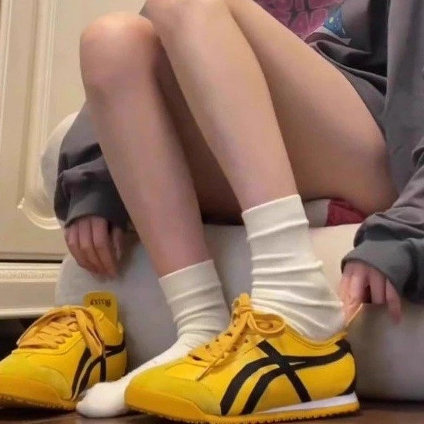 【APPBEAU正品】黄色百搭德训鞋厚底运动板鞋女休闲阿甘鞋