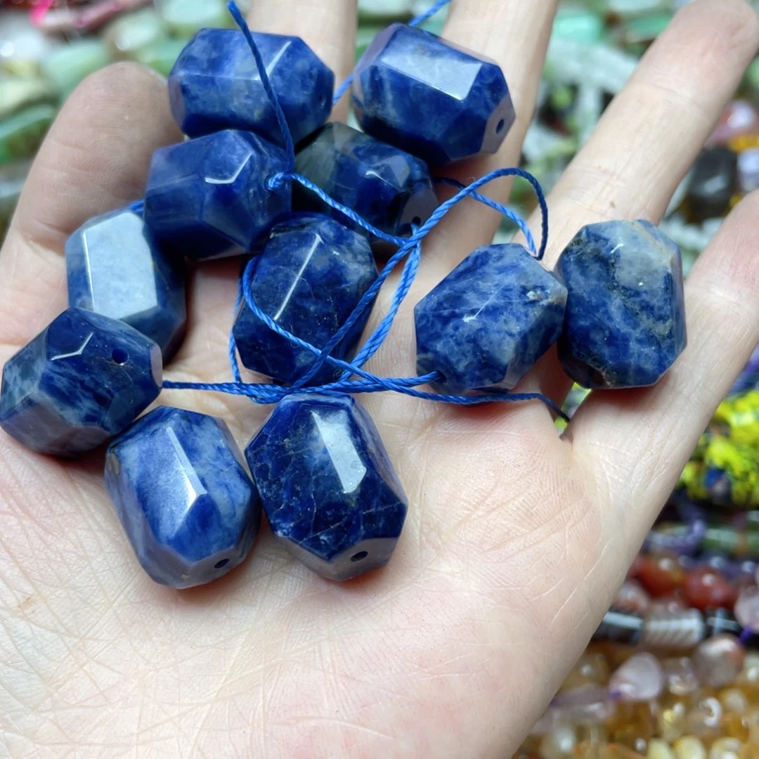 玛瑙/玉髓合金珠宝半成品2颗16x20m蓝纹桶珠