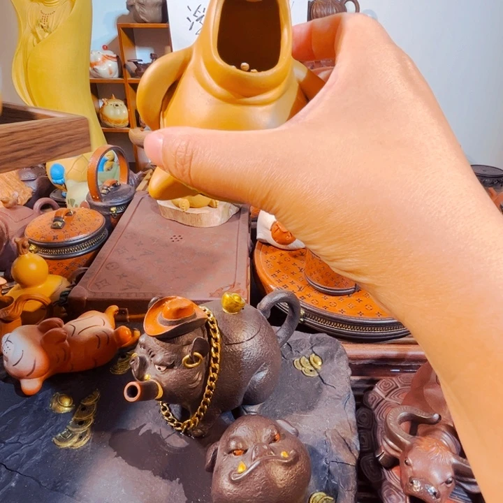 绿***图拼配泥茶壶纯手工制作过程就是