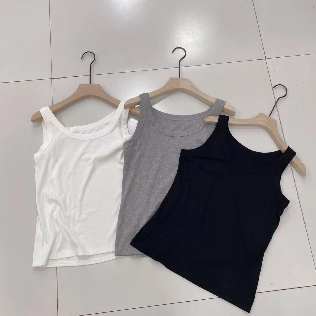 小景推荐简单款弹力夏季黑色美背背心吊带打底内搭白色无袖-0405