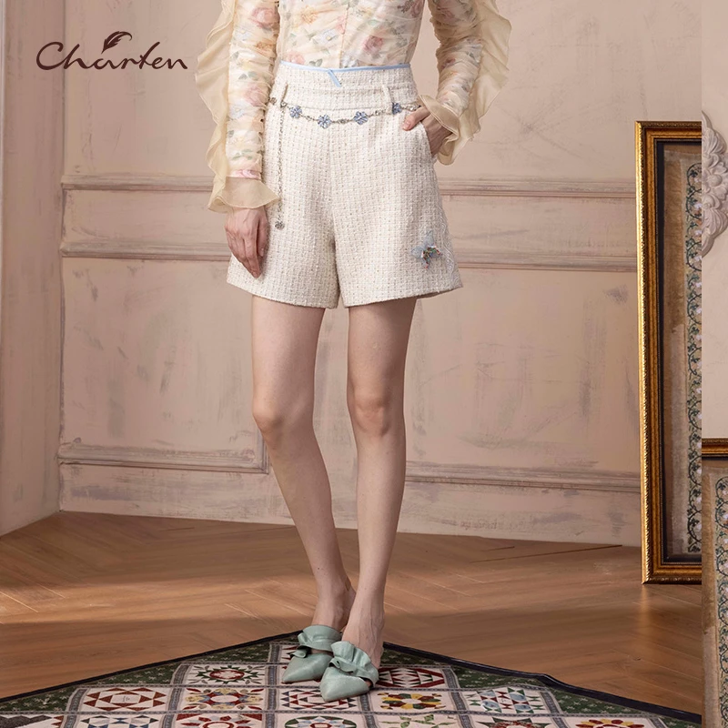 【达人】CHARFEN朝峰休闲百搭高腰短裤CFD1C129-1053D