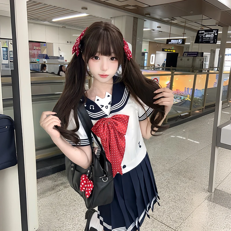 【音符喵】樱川梦屿JK绀色甜美可爱显瘦女短袖水手服夏季日系百褶裙