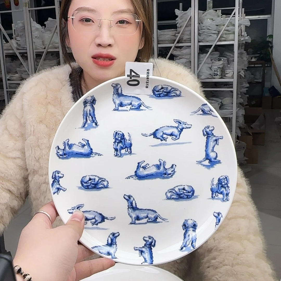 骨瓷20cm一个平盘瑕疵不忒不还(39米包邮)