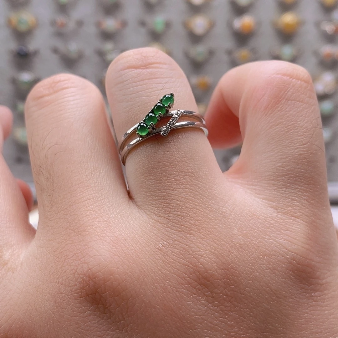 翡翠银S925镶嵌戒指