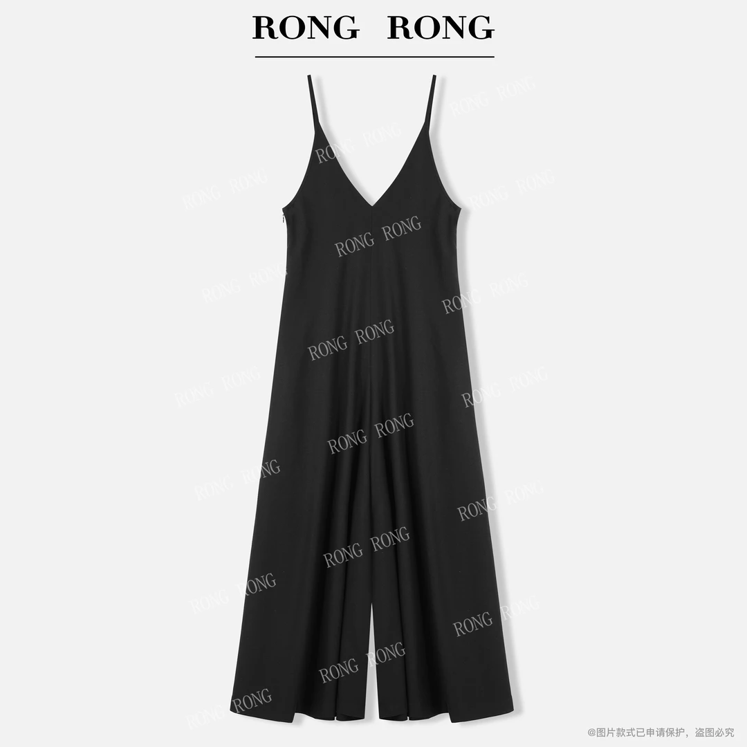 溶溶【落日梦境】RONGRONG 深V极简吊带垂感显瘦阔腿连体裤F25C802K