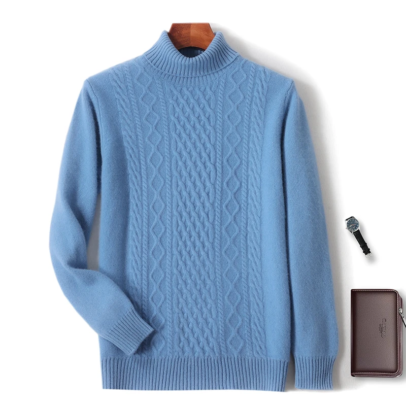 MS-2322加厚高领男装100纯羊毛衫套头毛衣宽松保暖流行休闲打底冬