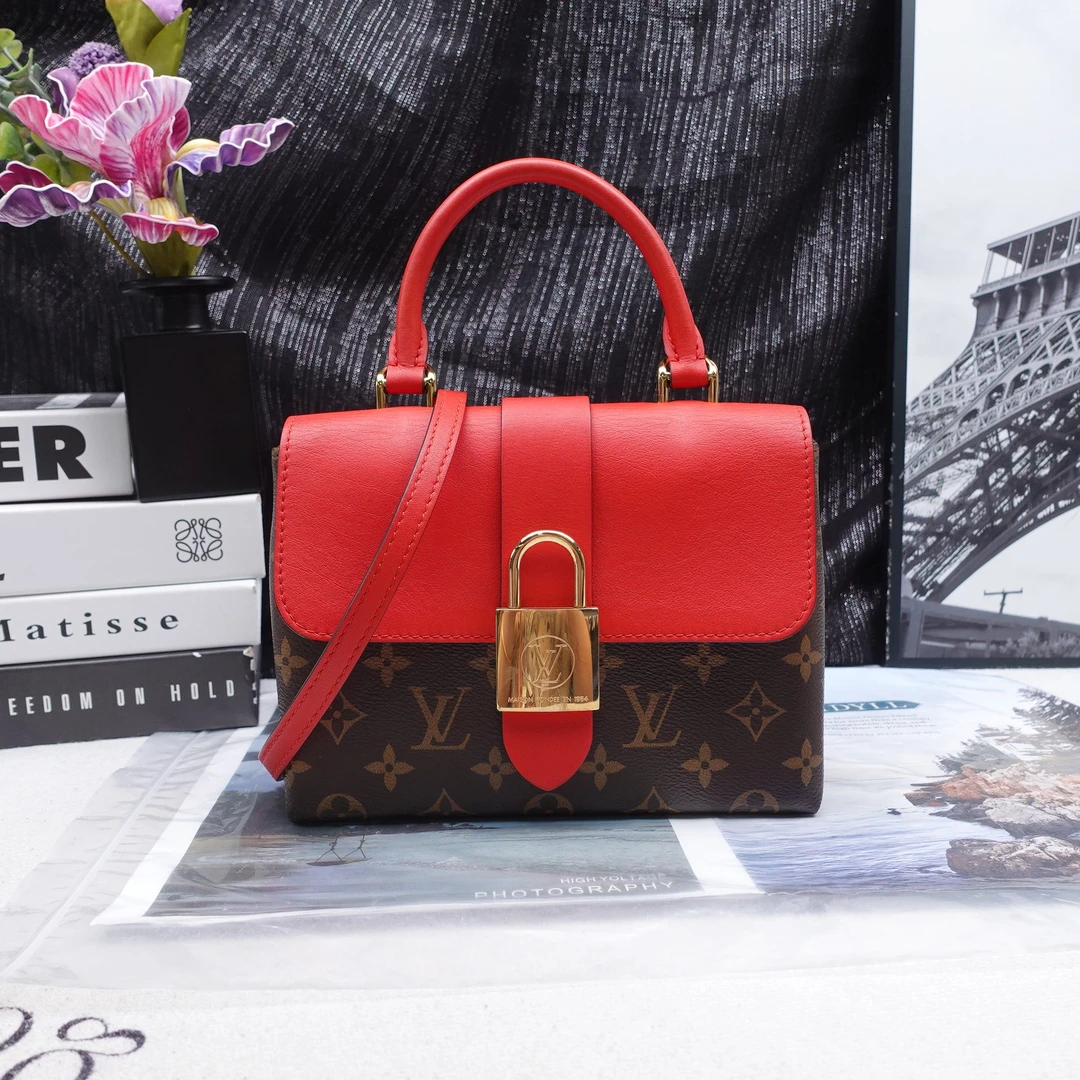 95新 LouisVuitton/路易威登 老花拼红手提斜挎包T10295550