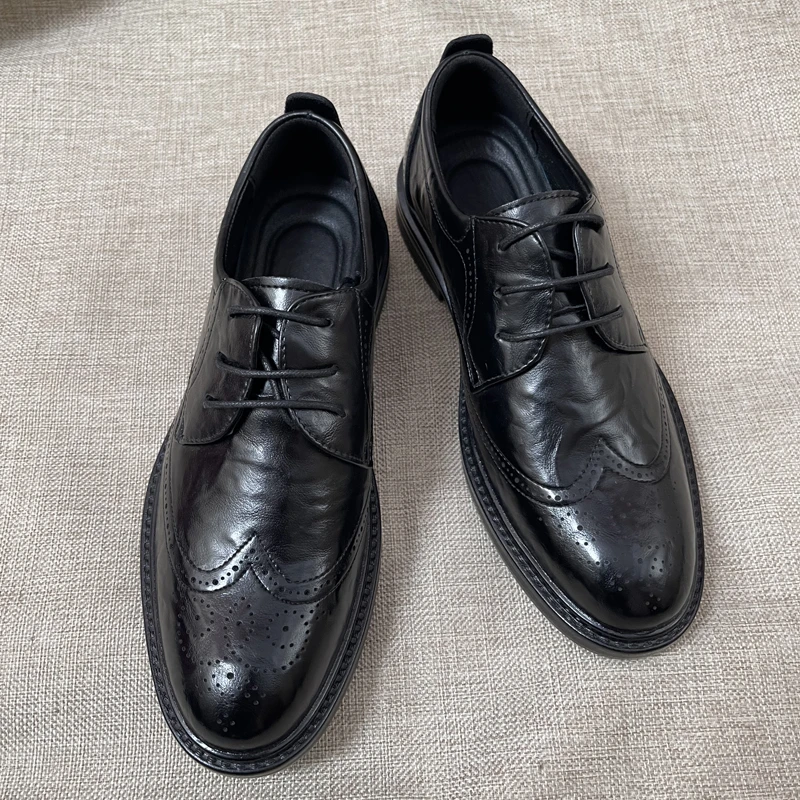 男士结婚增高皮鞋雕花布洛克男鞋商务休闲黑色男款爆款2025新款