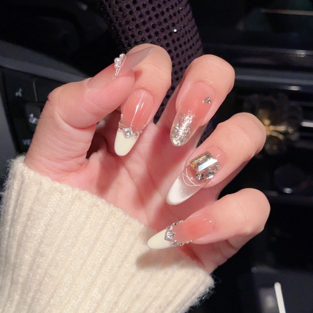 【Kelly小姐】新品爆款手工名媛腮红猫眼法式甲中长款显白穿戴甲