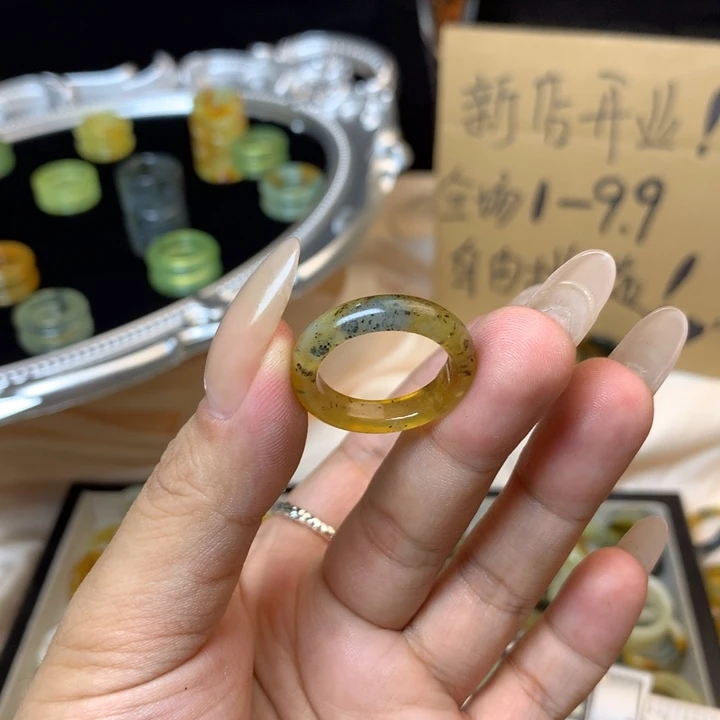 兵***合金蛇纹石玉戒指